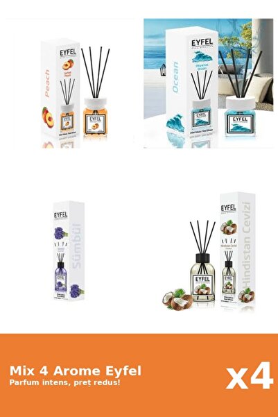 Eyfel Set 4 Mix Eyfel: 1x Nuca De Cocos, 1x Ocean, 1x Piersica, 1x Zambile