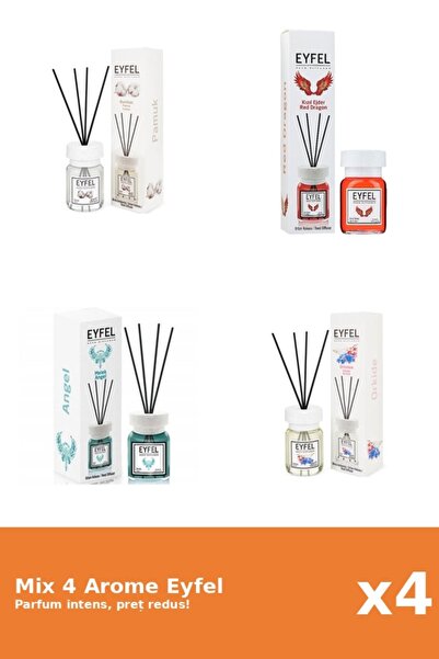 Eyfel Set 4 Mix Eyfel: 1x Angel, 1x Bumbac, 1x Orhidee, 1x Red Dragon