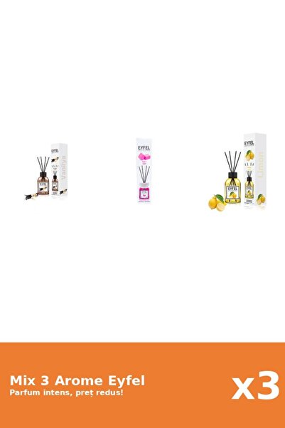 Eyfel Set 3 Mix Eyfel: 1x Bubble Gum, 1x Lamaie, 1x Vanilie