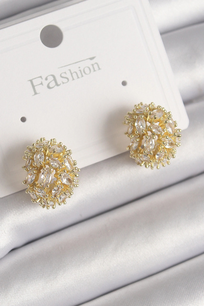 online kapsulavm avm alışveriş Brass Gold Color Zircon Stone Women's Earrings