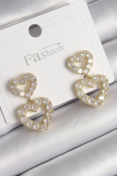 online kapsulavm avm alışveriş Brass Gold Color Zircon Stone Dangle Heart Mod...