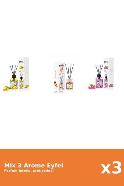 Eyfel Set 3 Mix Eyfel: 1x Ananas, 1x Piersica, 1x Trandafir