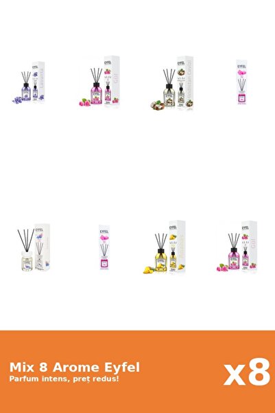 Eyfel Set 8 Mix Eyfel: 1x Ananas, 2x Gumă de mestecat, 1x Lavandă, 1x Nucă de...