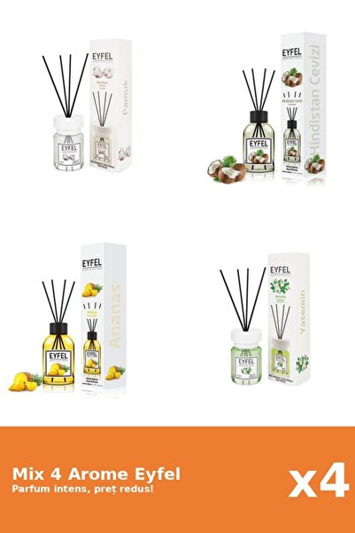 Eyfel Set 4 Mix Eyfel: 1x Ananas, 1x Bumbac, 1x Iasomie, 1x Nuca De Cocos