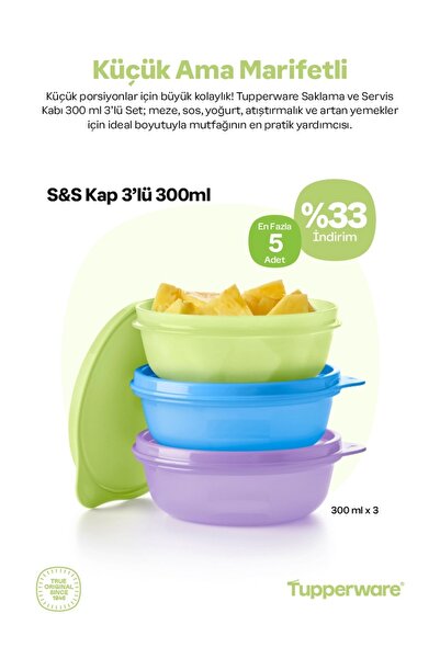 Tupperware saklama ve servis kabı 3lü