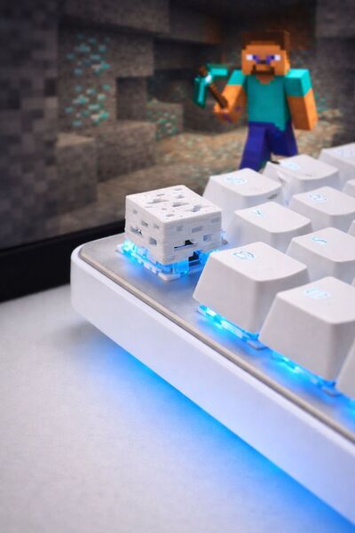 YAHO OYUNCAĞIN DOĞAL HALİ Minecraft Temalı Beyaz Mekanik Klavye Tuşu – Özel T...