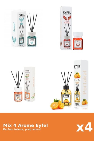 Eyfel Set 4 Mix Eyfel: 1x Acacia, 1x Angel, 1x Portocala, 1x Red Dragon
