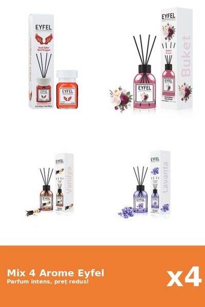 Eyfel Set 4 Mix Eyfel: 1x Bouquet, 1x Lavanda, 1x Red Dragon, 1x Vanilie