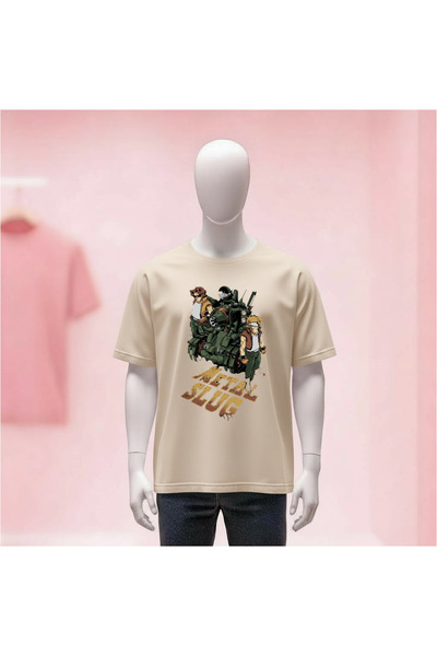 Vordevia Tricou unisex cu imprimeu, cu gât rotund și croială largă