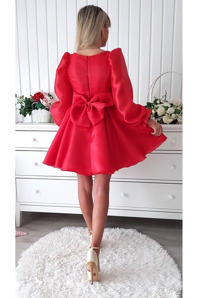 Voguesta Elegant Short Baby Doll Dress Sinziana Red