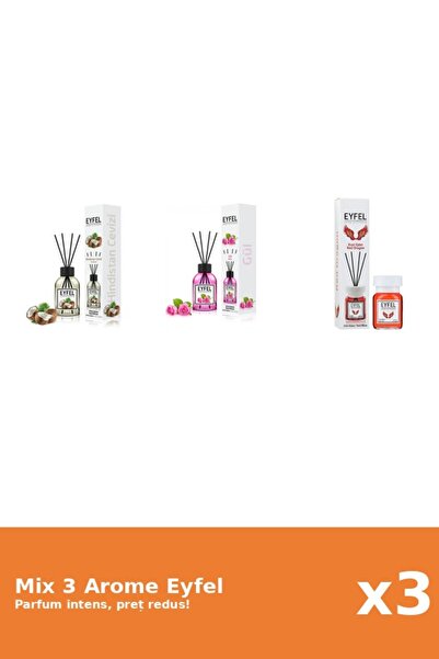 Eyfel Set 3 Mix Eyfel: 1x Nuca De Cocos, 1x Red Dragon, 1x Trandafir