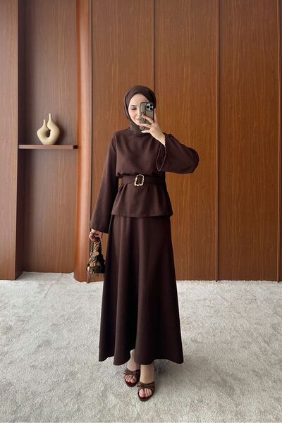 ALVOR Buckled Waist-Fitted Ruffled Top and Long Skirt Set