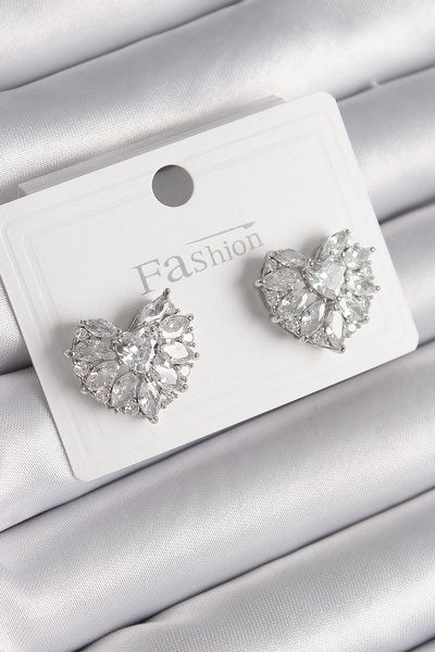 online kapsulavm avm alışveriş Brass Silver Color Zircon Stone Heart Model Wo...