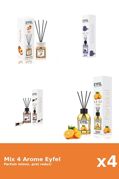 Eyfel Set 4 Mix Eyfel: 1x Piersica, 1x Portocala, 1x Vanilie, 1x Zambile