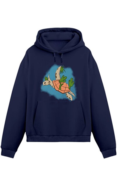 Rabona Fashion Hanorac/Haorac cu glugă cu imprimeu Cactus și Broască Țestoasă...