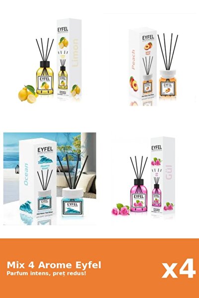 Eyfel Set 4 Mix Eyfel: 1x Lamaie, 1x Ocean, 1x Piersica, 1x Trandafir