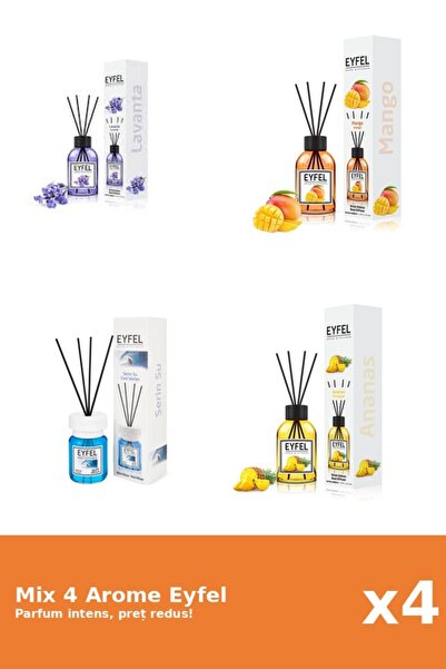 Eyfel Set 4 Mix Eyfel: 1x Ananas, 1x Cool Water, 1x Lavanda, 1x Mango