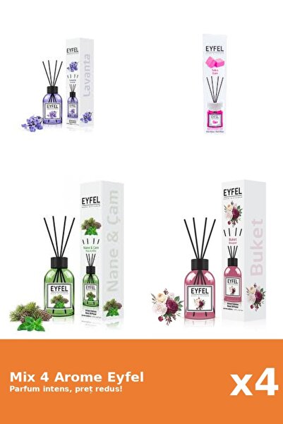 Eyfel Set 4 Mix Eyfel: 1x Bouquet, 1x Bubble Gum, 1x Lavanda, 1x Pin Si Menta