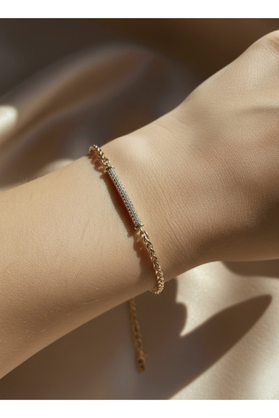 Xuping 14K Kararmaz Taşlı Şerit Bileklik