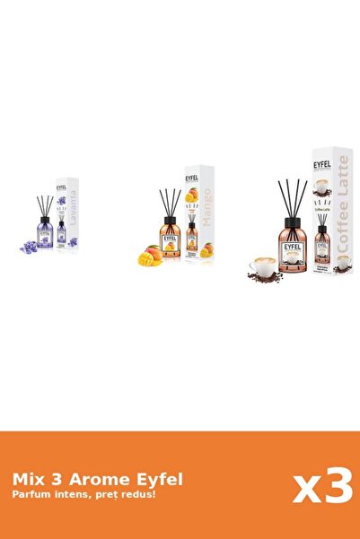 Eyfel Set 3 Mix Eyfel: 1x Cafea, 1x Lavanda, 1x Mango