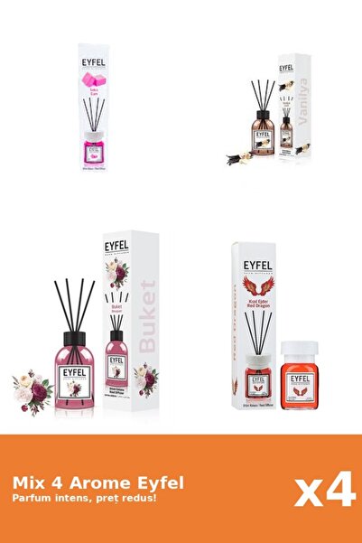 Eyfel Set 4 Mix Eyfel: 1x Bouquet, 1x Bubble Gum, 1x Red Dragon, 1x Vanilie
