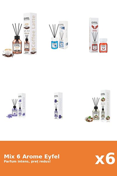 Eyfel Set 6 Mix Eyfel: 1x Coffee, 1x Cool Water, 1x Lavender, 1x Coconut, 1x ...