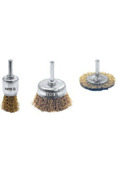 yato Wire Brush Set with Shaft, 3 pcs.