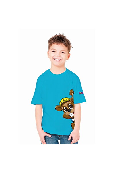 Generic Children's T-shirt DEDRUŚ turquoise, sizes 6/122cm, 100% cotton
