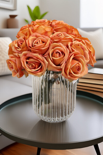 Yapay Çiçek Deposu Artificial Flower Premium 7-Piece Viper Rose Bouquet 25 cm...