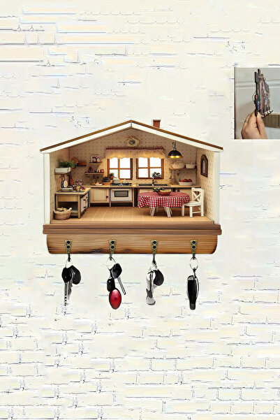 kutuTR Dekoratif 3D Tasarım Ahşap Anahtarlık Askılığı – 28x18 cm Duvar Askısı
