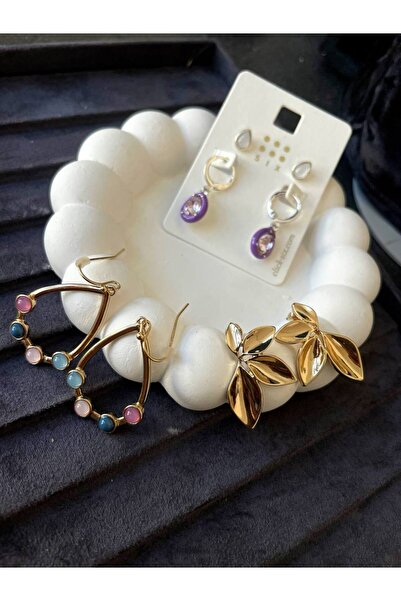 Luxiva 3 Pcs Bijouterie Women's Earrings