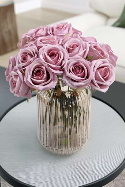 Yapay Çiçek Deposu Artificial Flower Premium 7-Piece Viper Rose Bouquet 25 cm...