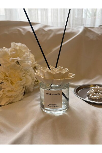 Lune Amour Uzun Süre Kalıcı 120 ml Seramik Lotus Çiçek Taşlı Bambu Çubuklu Fe...