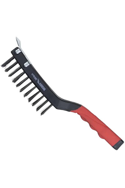 Generic Steel Wire Brush, 4 Rows, with Scraper, Length 285mm