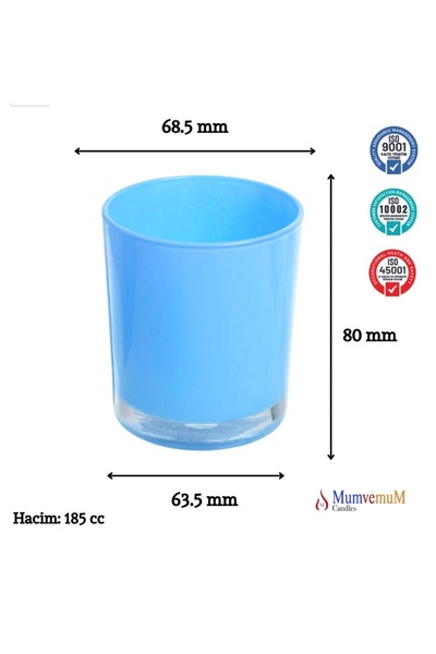İV BLUE PURPLE 6 Pieces Light Blue Pastel Color Glass Candle Holder - Interio...
