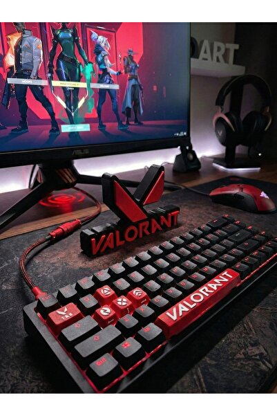 3DcraftTr Valorant Oyuncu Seti - 16 cm Masaüstü Yazı Biblo & 6'lı (KEYCAPS) M...