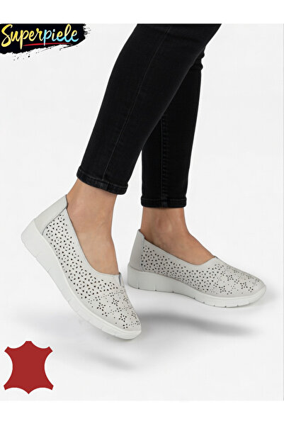 ANGEL BLUE Ballet Flats MADE OF GENUINE Leather WITH SMALL PERFORATIONS Decor...