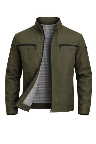 SİVAİST Green Men's Cotton Polyester Blended Double Chest Zippered Water and ...