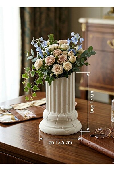 Puly MERMER GORUNUMLU ANTIK SUTUN VAZO KIRILMAZ 3D