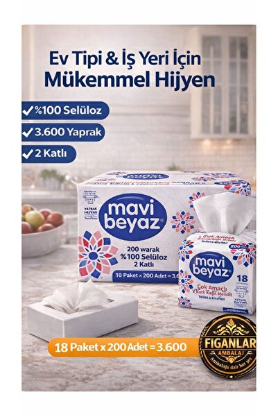 figanlar ambalaj 1 koli V Katlama Dispenser Peçete 18x200 Adet (3600 Yaprak) ...