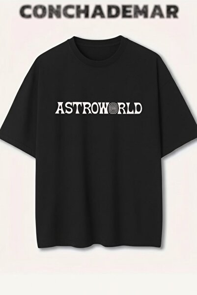 Vordevia تي شيرت Astroworld مطبوع Premium كبير الحجم مكون من قطن قطع