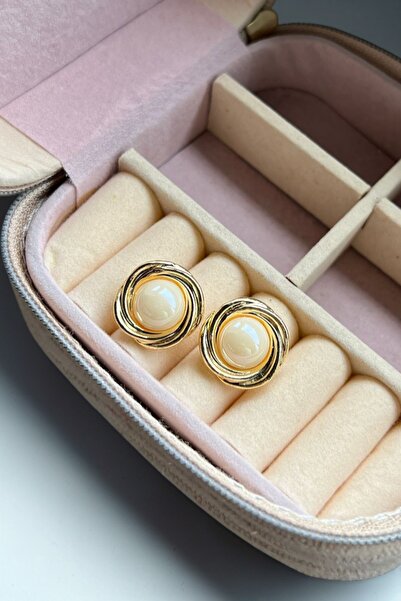 VERA HOUSE Gold Framed Pearl Look Earrings - Vintage Pearl Model Gold Women's...