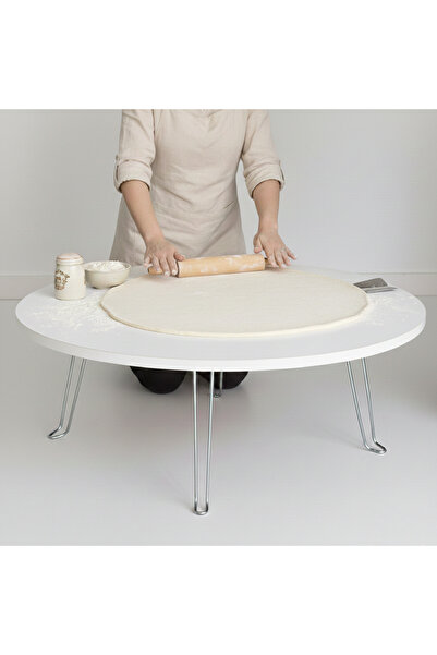 Ratemo Mobilya Ratemo Parlak Beyaz Katlanır Yer Sofrası – 22 cm Yükseklik | 7...