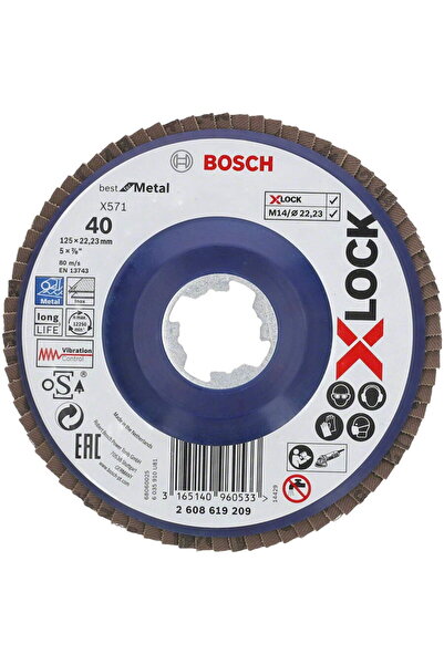 Bosch Șaibă zimțată X-LOCK X571 Best for Metal, O 125 mm, disc de șlefuit (K8...
