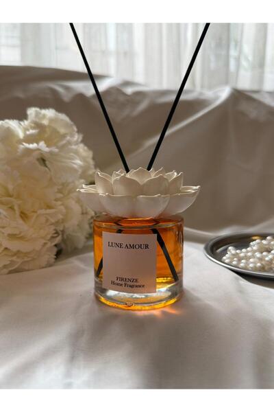 Lune Amour Uzun Süre Kalıcı 120 ml Seramik Lotus Çiçek Taşlı Bambu Çubuklu Fi...