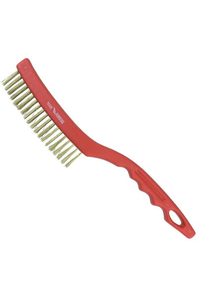 Generic Wire Brush, 3 Rows, Brass, 340 mm, Plastic Handle