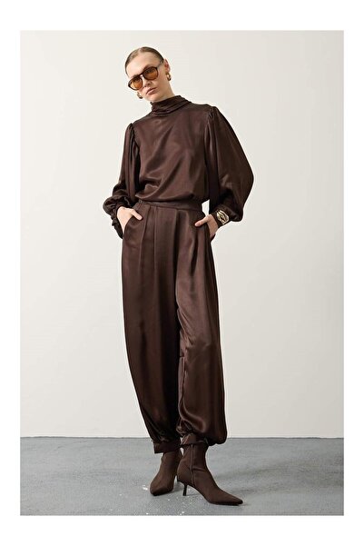 Coral Satin Shalwar Trousers 36631 Brown