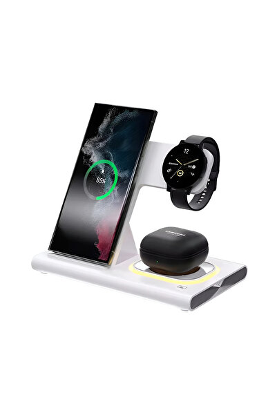 MT EPA80 MAGSAFE DESTEKLİ 3'Ü 1 ARADA KABLOSUZ ŞARJ STANDI TELEFON SAAT VE KU...