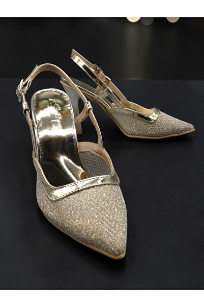 HFKY Women's Open Back Heeled Shoes . Glittery Heeled Shoes (9cm)