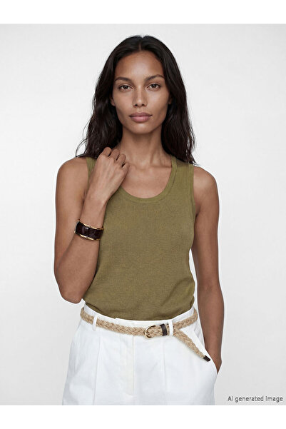 LC Waikiki Green u-neck women's knit tank top